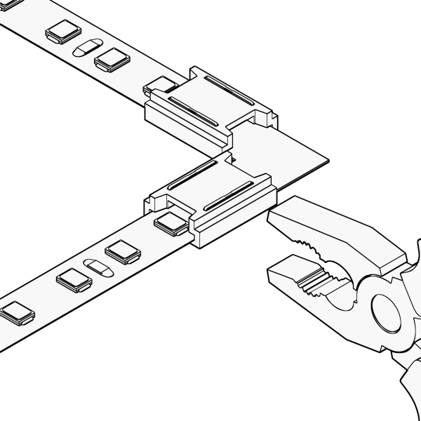 12357-5 Geniled Connector piercing 2pin (7mm) for L-shaped rigid connection of LED strip 10mm 2pcs